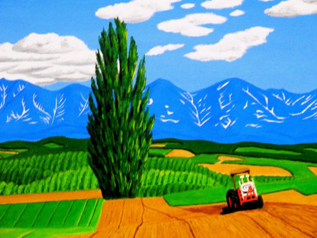 ★十勝連峰ケンとメリーの大木・肉筆油彩画・F6キャンバス