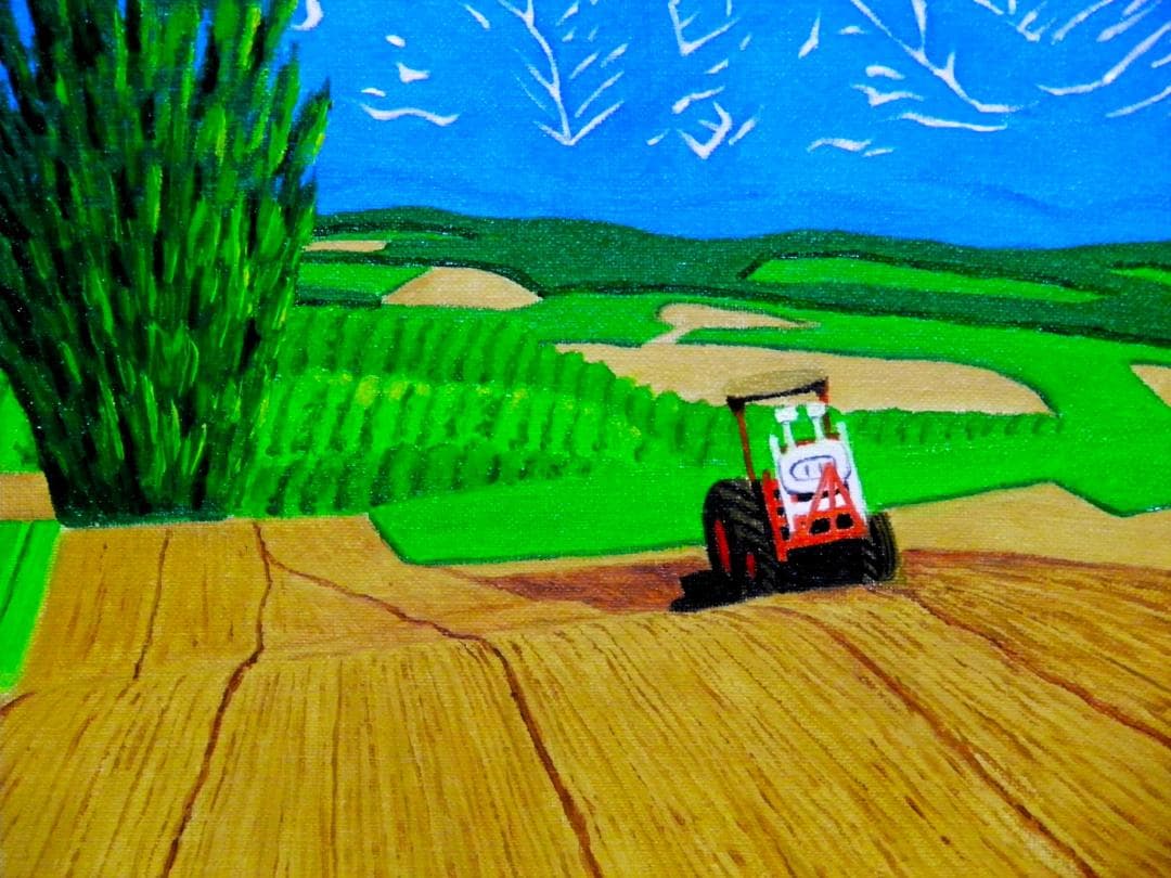 ★十勝連峰ケンとメリーの大木・肉筆油彩画・F6キャンバス