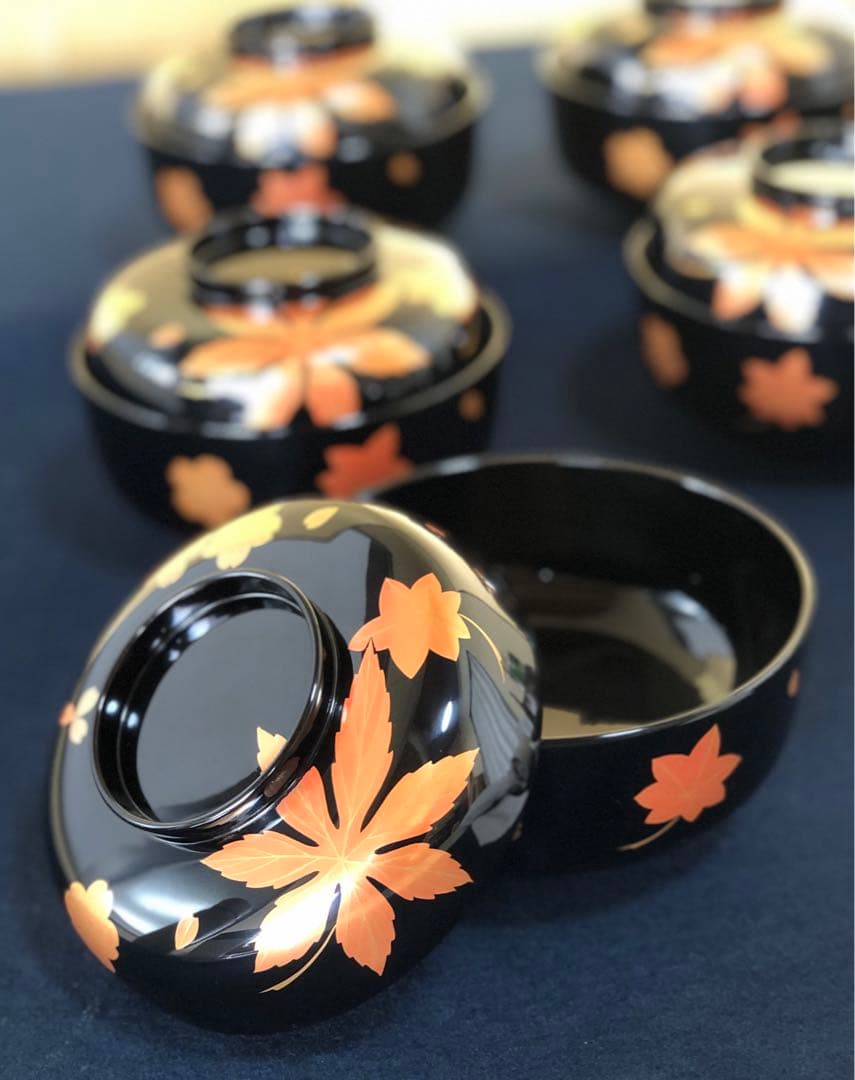 割引❗️《レ》輪島塗 嵐山蒔絵 煮物椀5客 木製漆器 木箱　251104う3