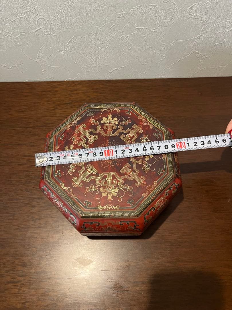 中国古美術 漆塗螺鈿飾り 八角形小箱 骨董品 アンティーク