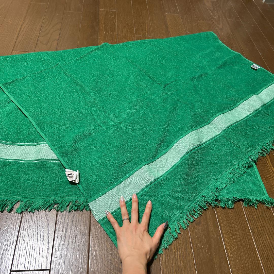 レア HERMES エルメス タオル グリーン バスタオル マット ビーチタオル