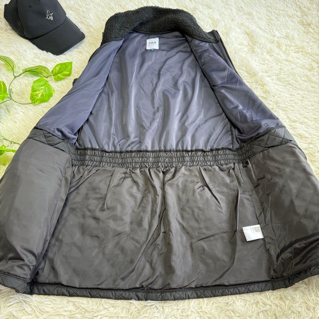 【フィラゴルフ】美品 ワンピース ボア キルティング ブラック L レディース