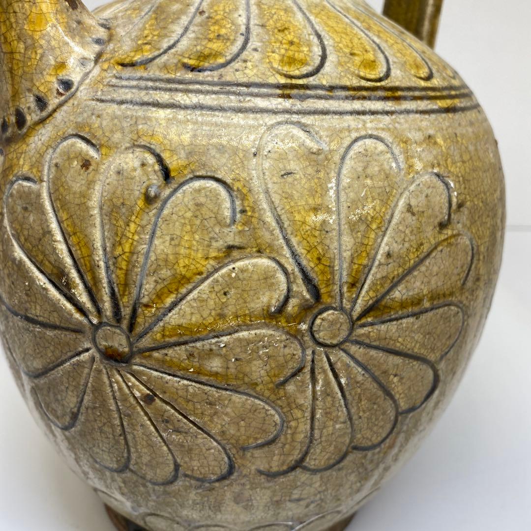 江戸初期　黄瀬戸水次　高さ27㎝　東Y7-0213②