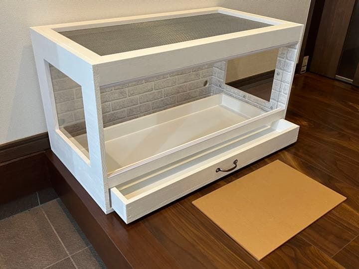 送料込　ハリネズミ　ハムスター　木製ケージ　引き出し付　小動物　カスタムベースに