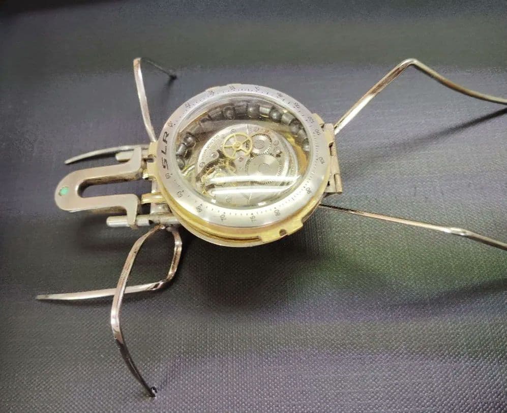 スチームパンク　懐中時計使用昆虫（額入り）G-01