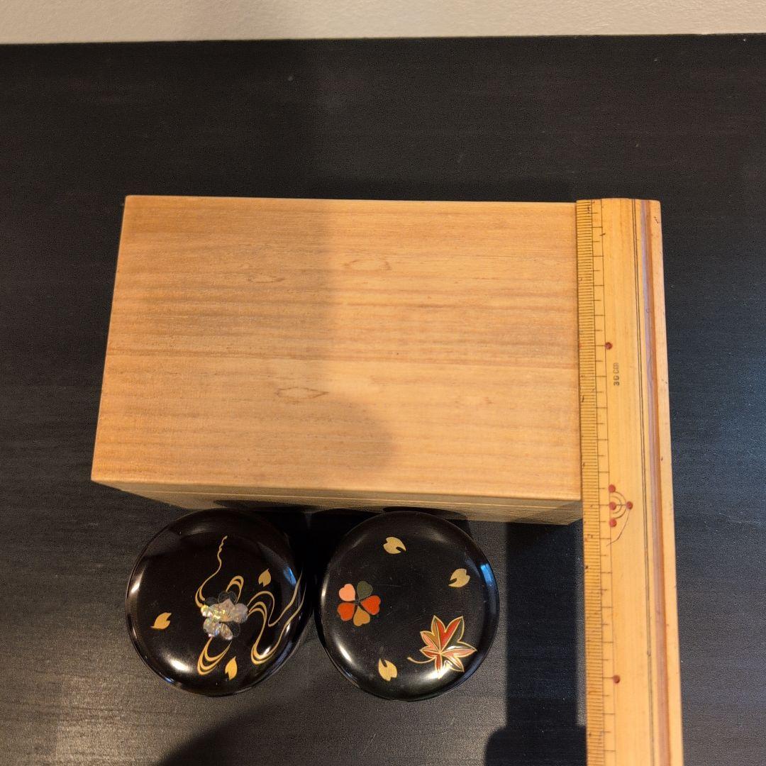 茶道具　桐柾茶通箱　木製漆棗二点　計三点