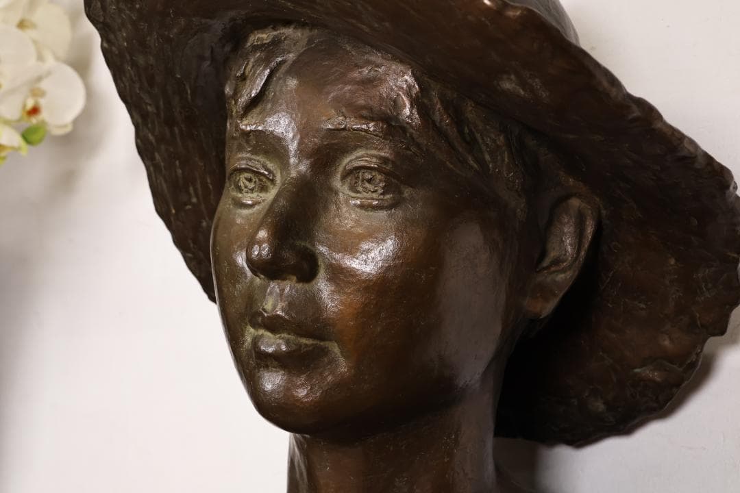 【真作】　日展彫刻作家　田畑功 作 ブロンズ像 胸像　重さ41㎏　BK001