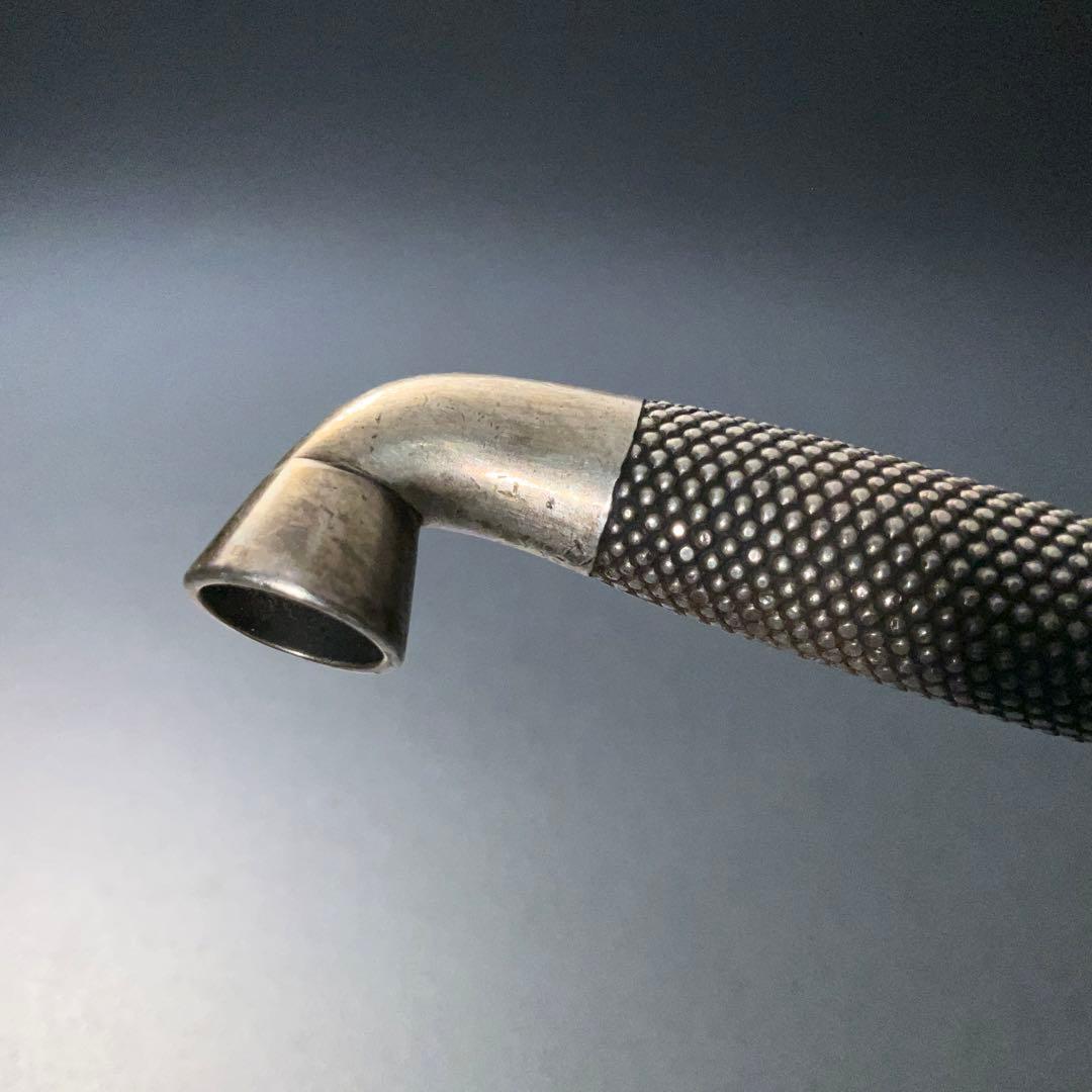 銀製煙管　霰文　キセル　アンティーク　骨董　6R1256お2