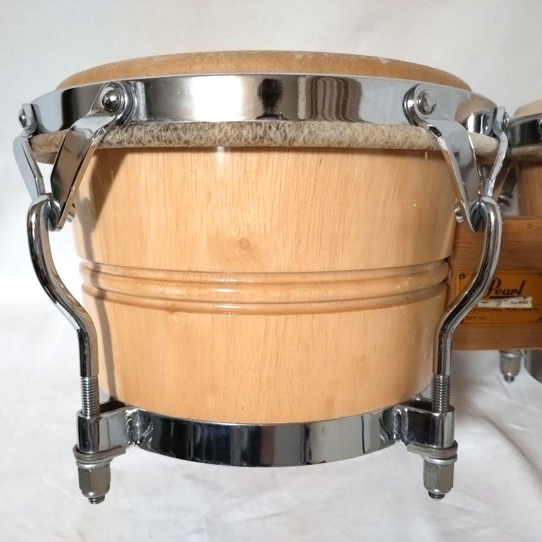 Pearl　ホワイトウッドボンゴ　スタンド　セット　BG-209W　本皮　パール