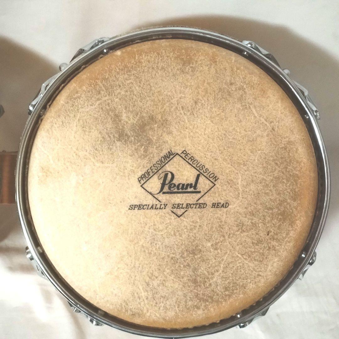 Pearl　ホワイトウッドボンゴ　スタンド　セット　BG-209W　本皮　パール
