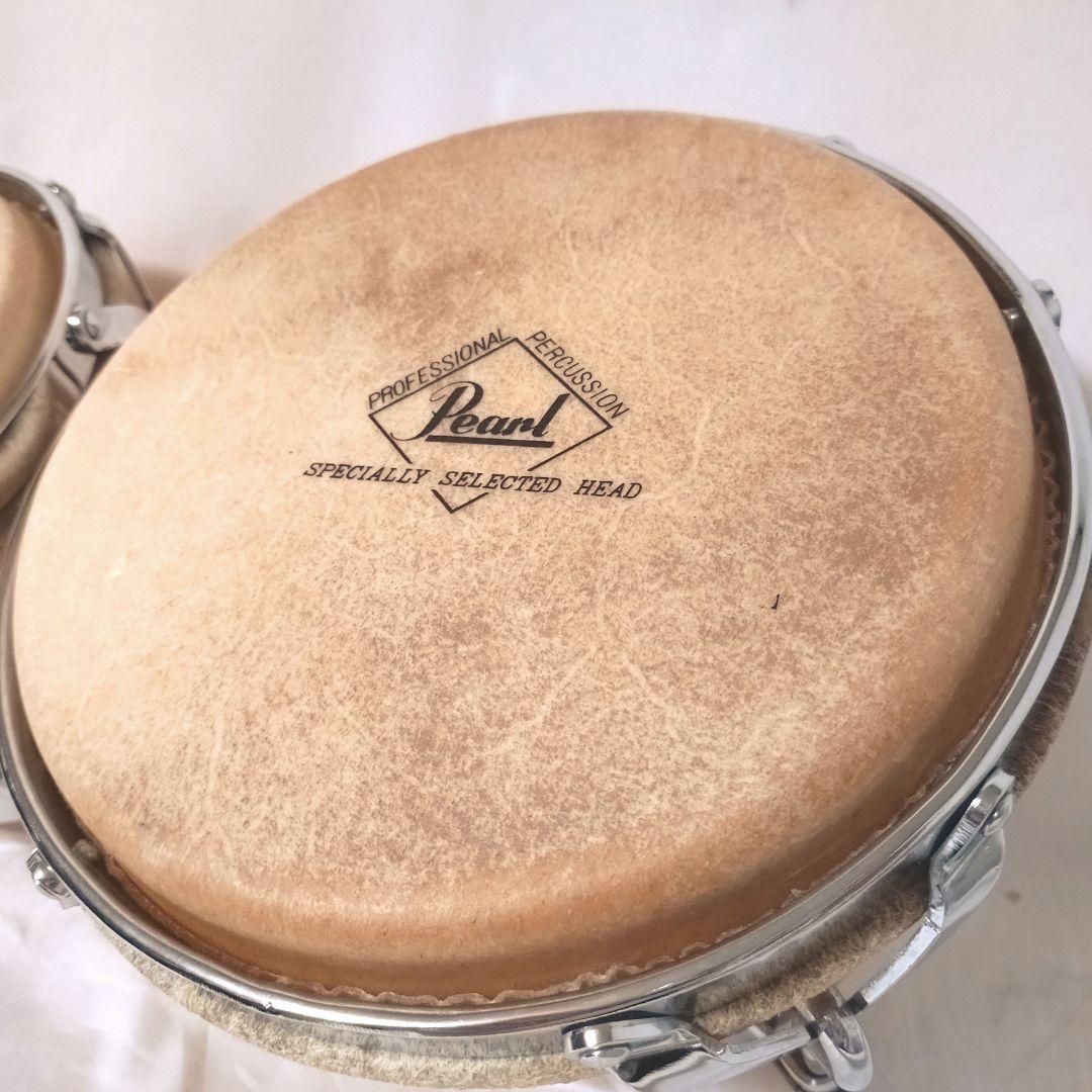 Pearl　ホワイトウッドボンゴ　スタンド　セット　BG-209W　本皮　パール