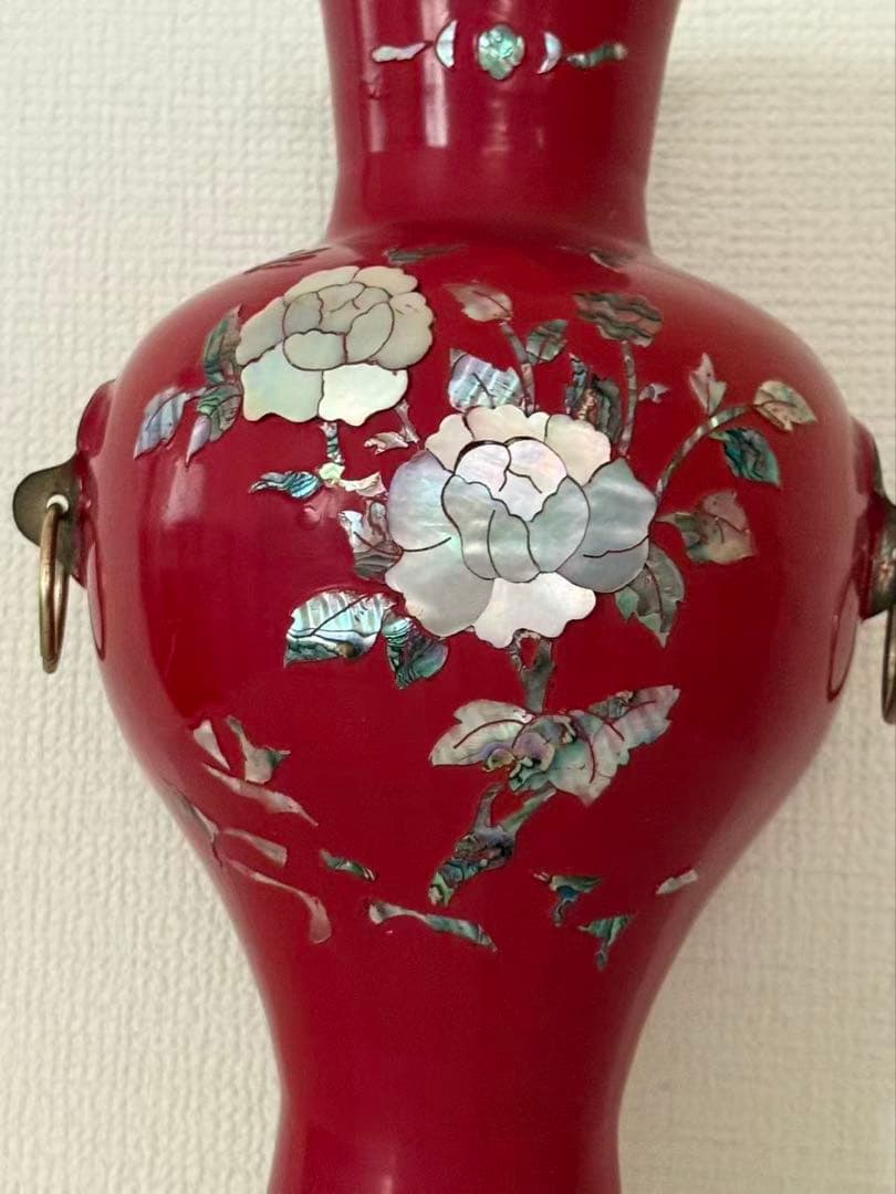 中国銅製工芸螺鈿細工 花瓶 花器 花入唐物 骨董 置物