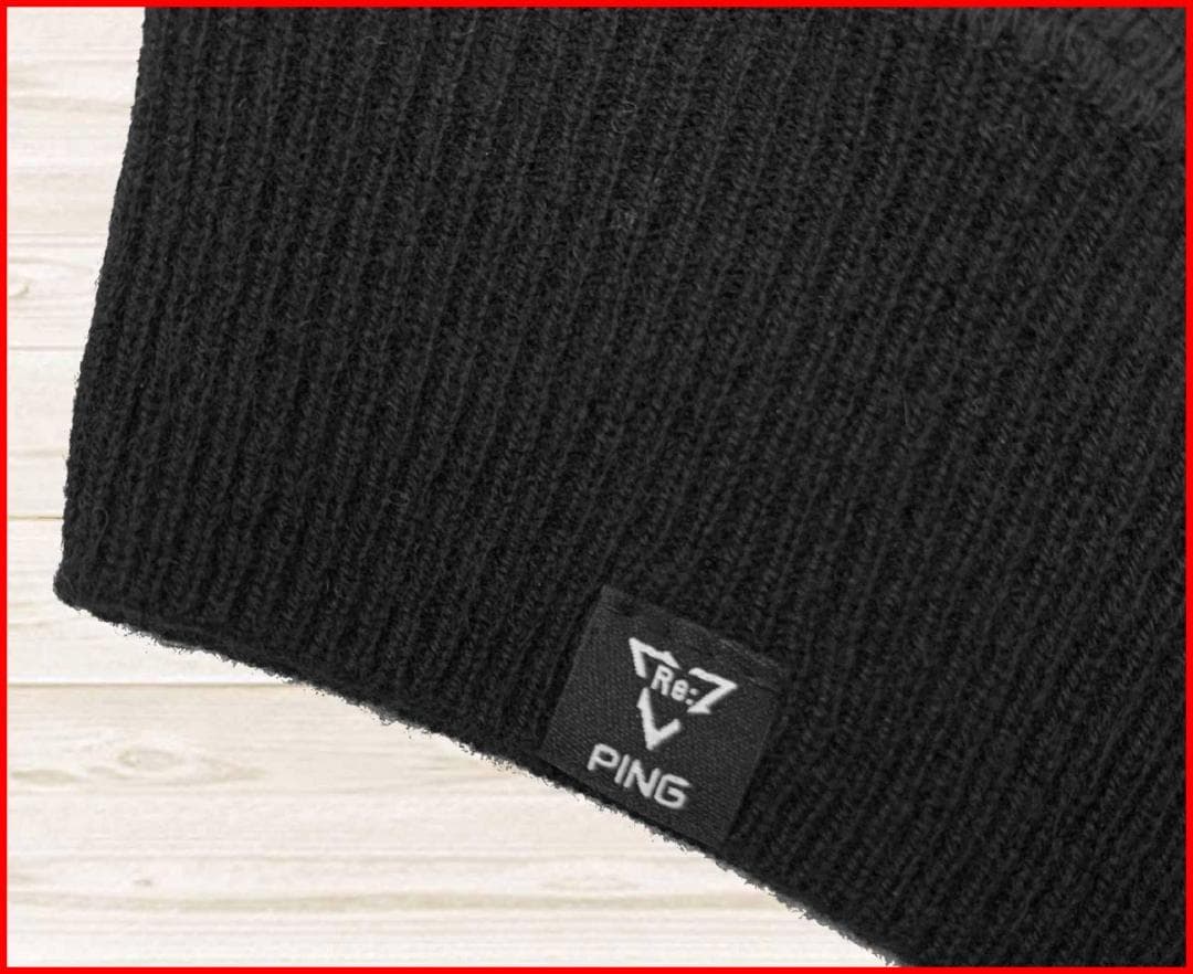 【新品】ピンゴルフニットGOLDラインジャカードカシミヤセータークルーネック黒S