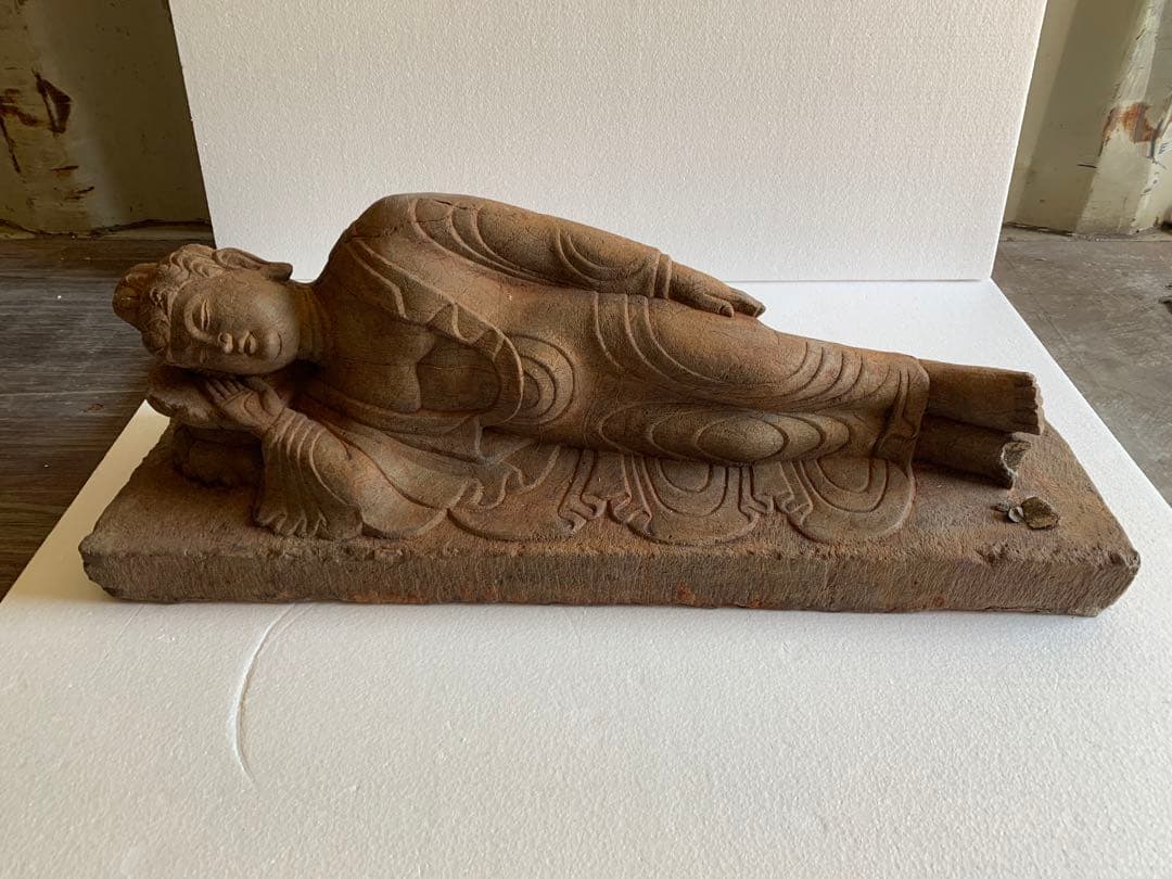 北魏時代 青石睡仏 青石細密彫 仏像 仏師手作り品 某寺院所蔵