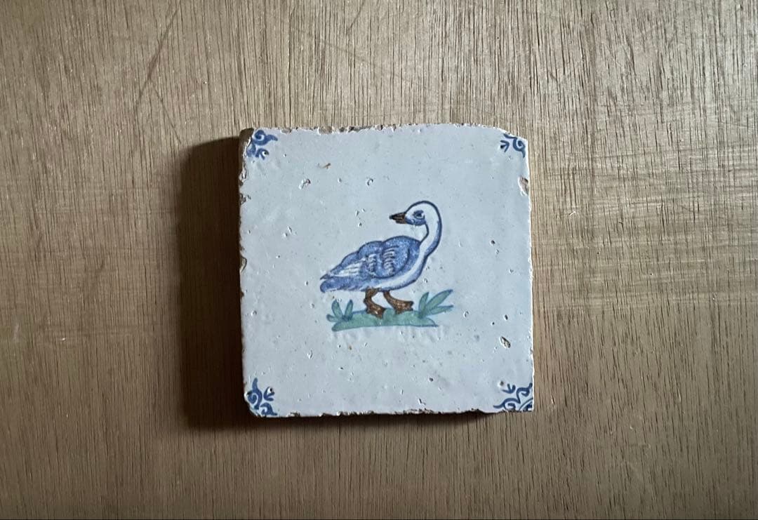 17世紀　色絵のデルフトタイル　オランダ　/ 骨董　アンティーク　古道具