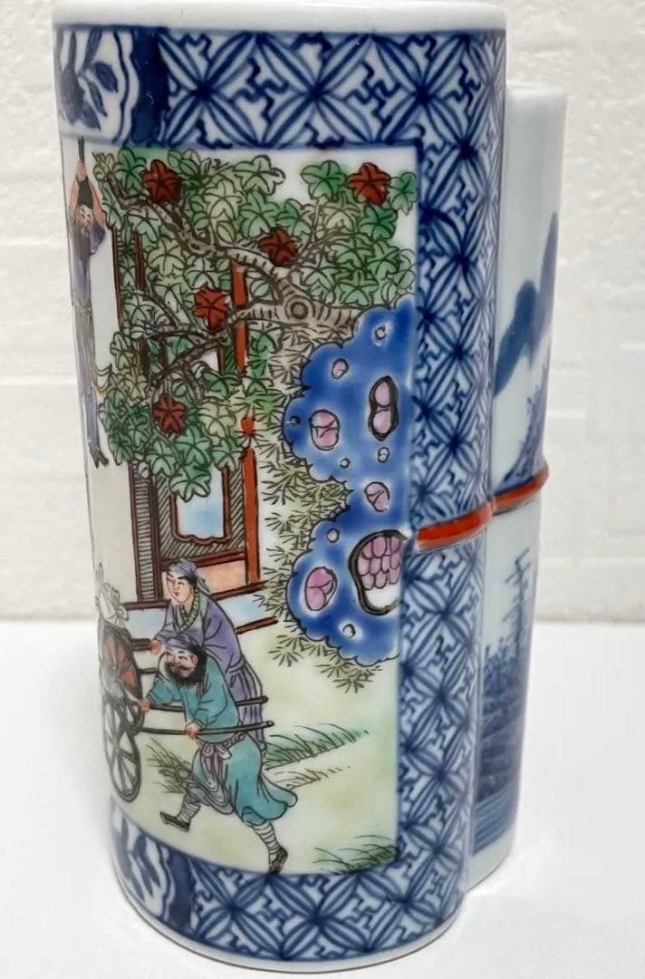 中国 骨董 筆筒 大清乾隆年製 旧蔵古玩 書道具 中国古陶磁 陶芸古美術 。