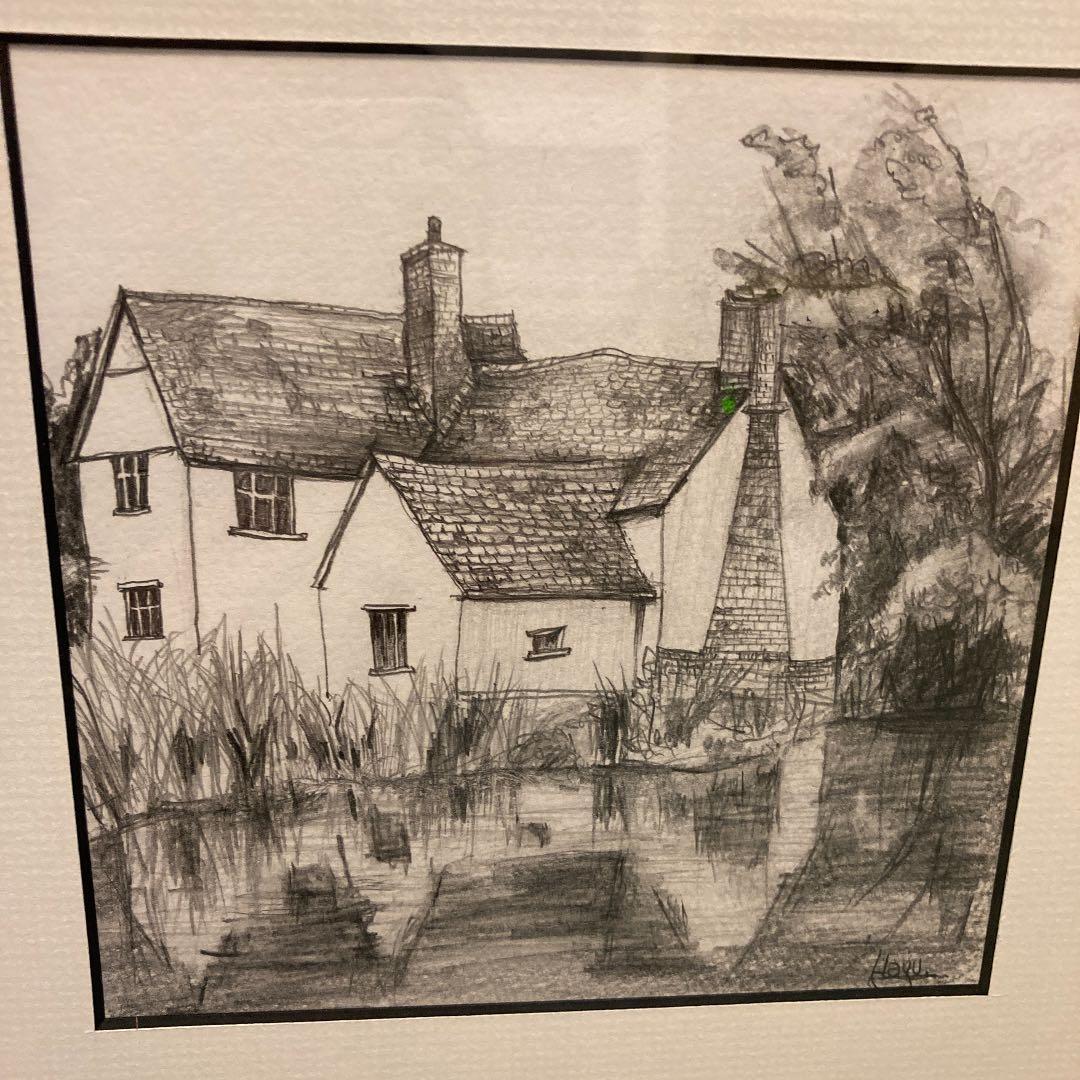 林望　原画　イギリス風景画デッサンとポエムの額縁