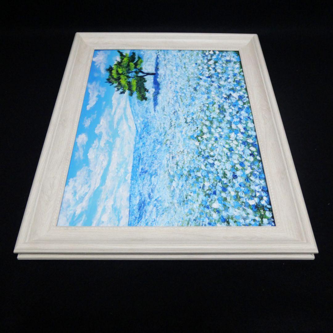 油絵 油彩 油彩画 絵画【ネモフィラの丘】