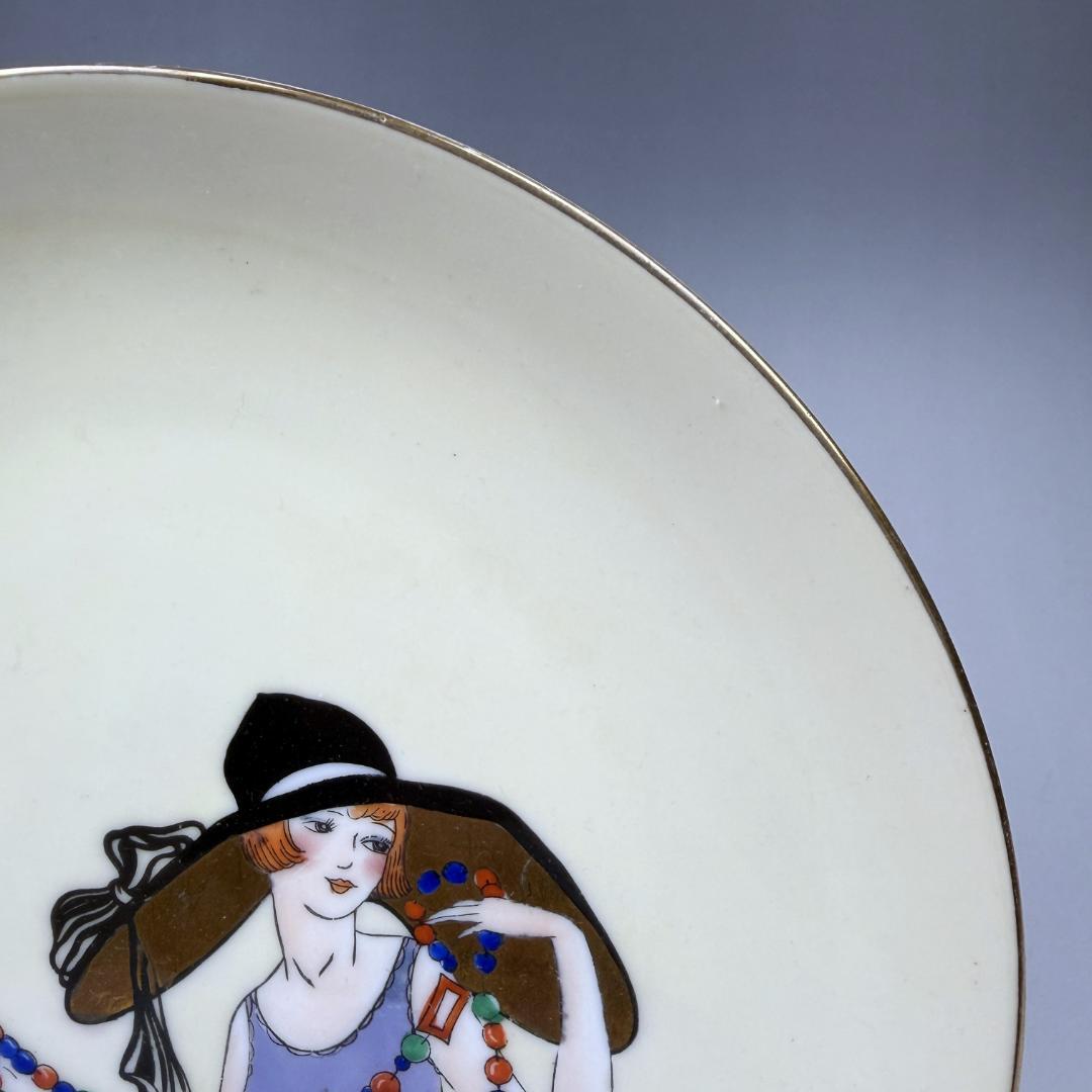 オールドノリタケ デコレディ プレート 飾り皿 ラスター彩 絵皿 貴婦人
