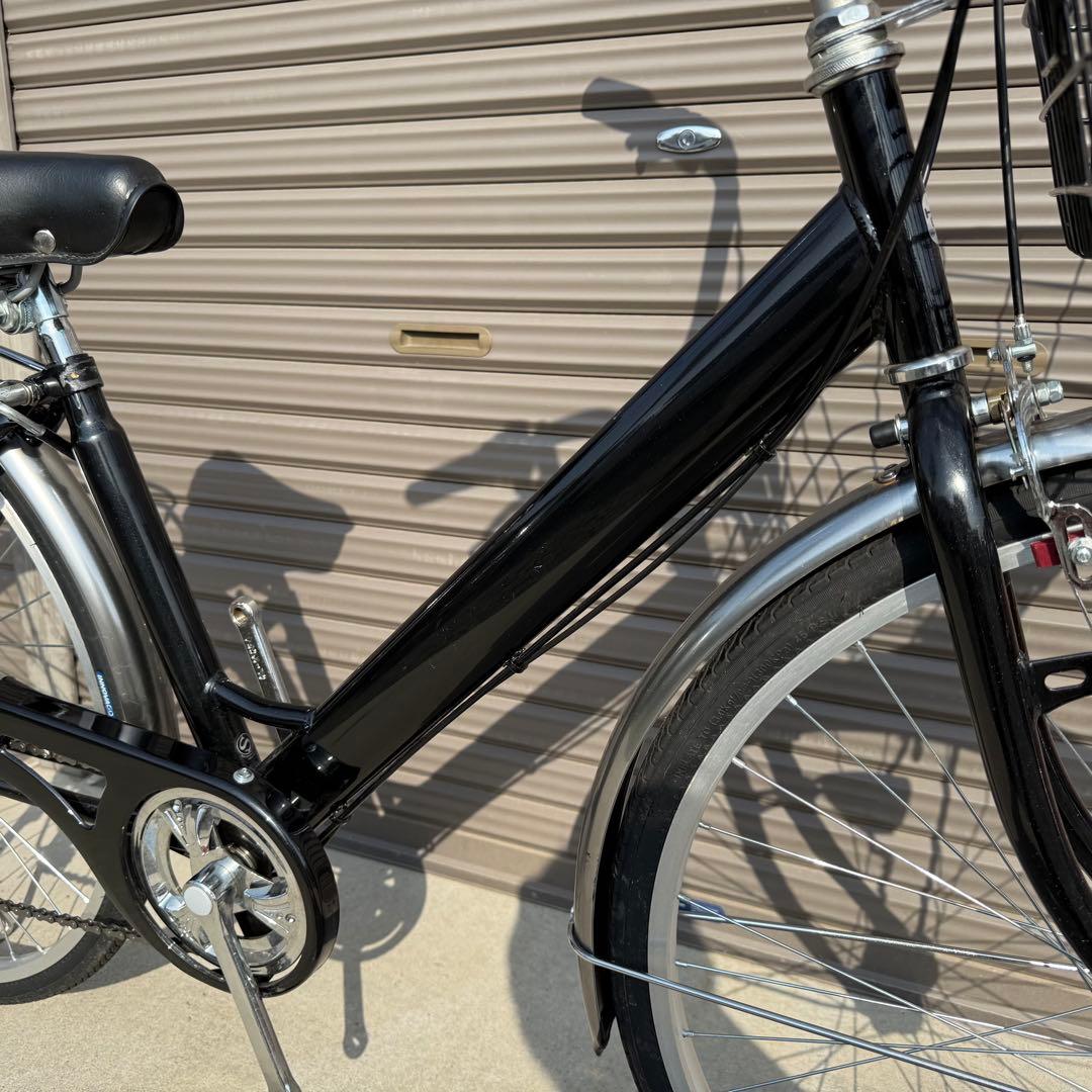 ママチャリ　27インチ　ブラック　６段変速　おしゃれ