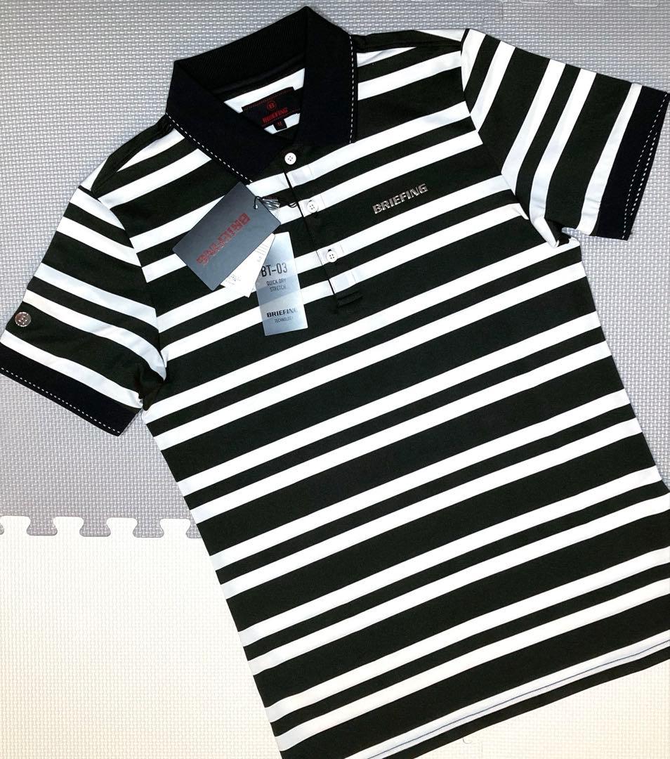 BRIEFING GOLF MS ストライプ ポロシャツ（BLK／M）