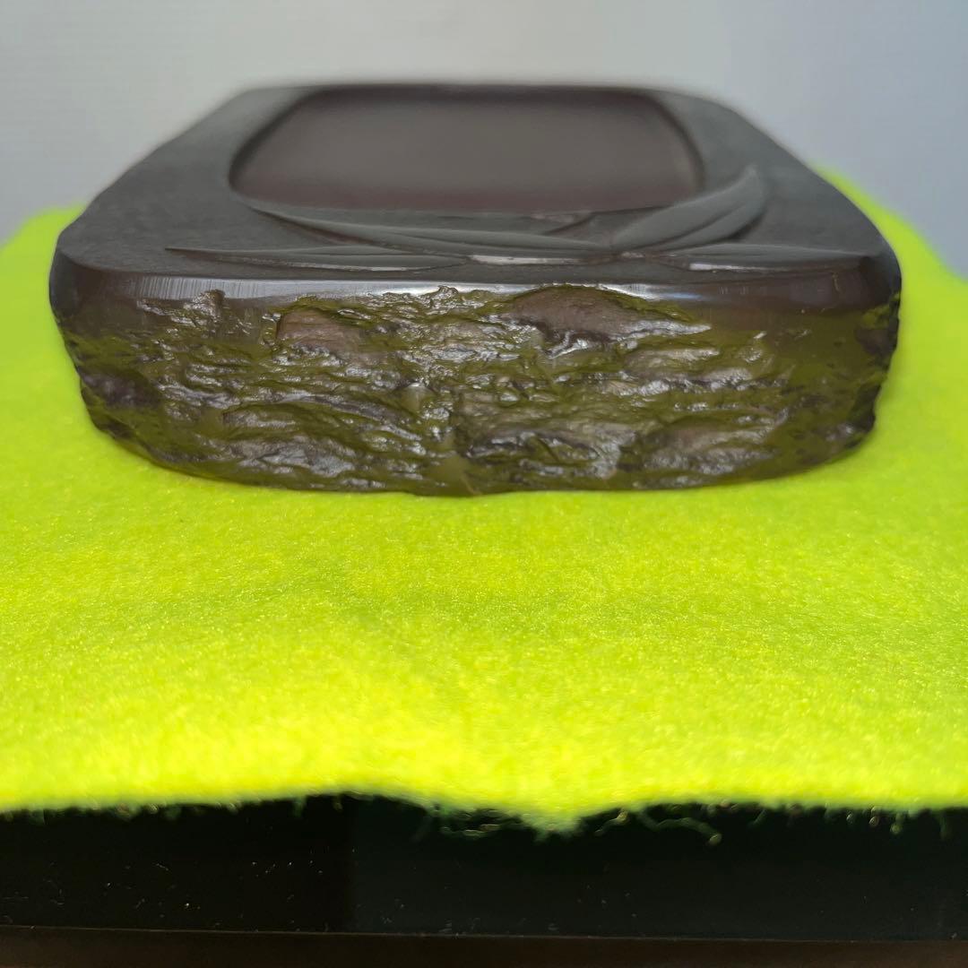 ⭕️赤間硯　昭竜山　笹竹彫刻　四六寸大　縁を手間掛け細かく打突