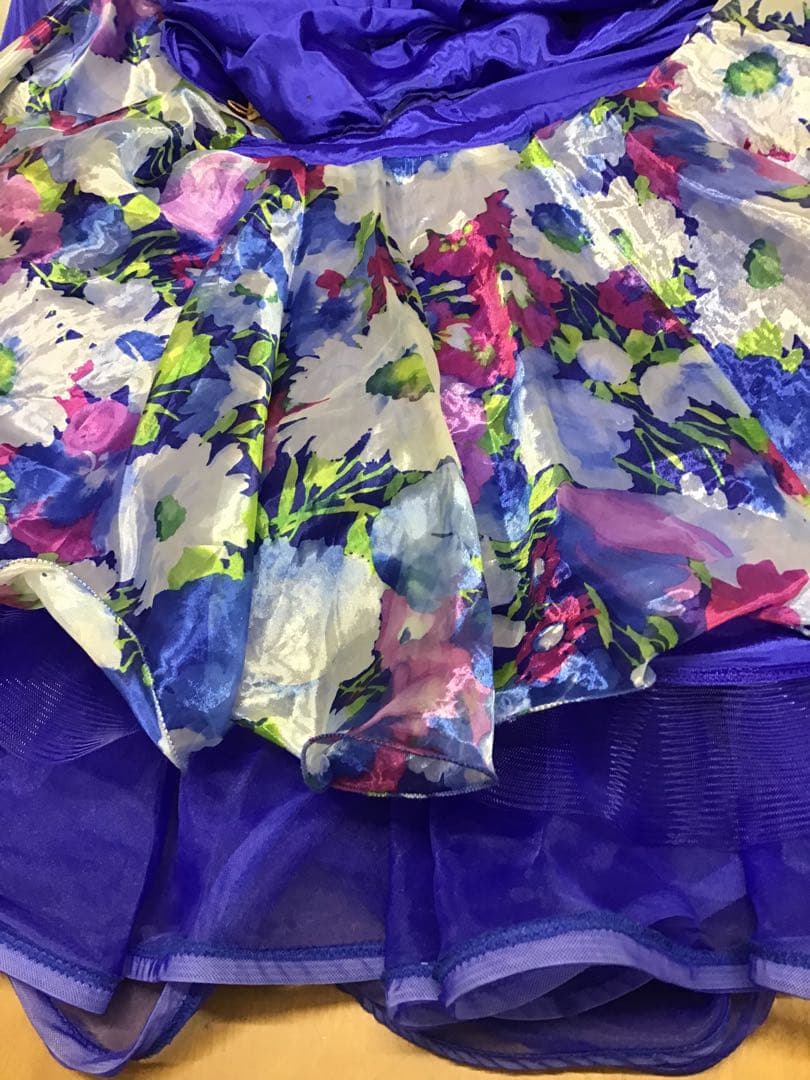 タカダンス　ドレス　ブルー　プリント花柄