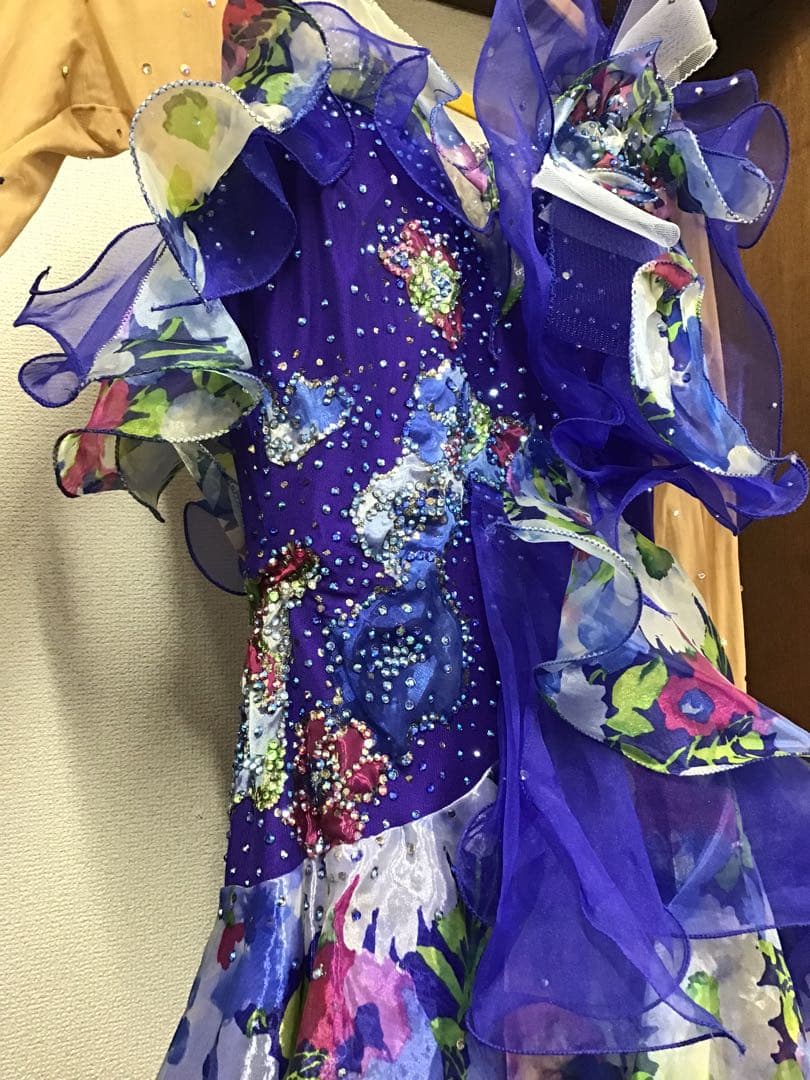 タカダンス　ドレス　ブルー　プリント花柄