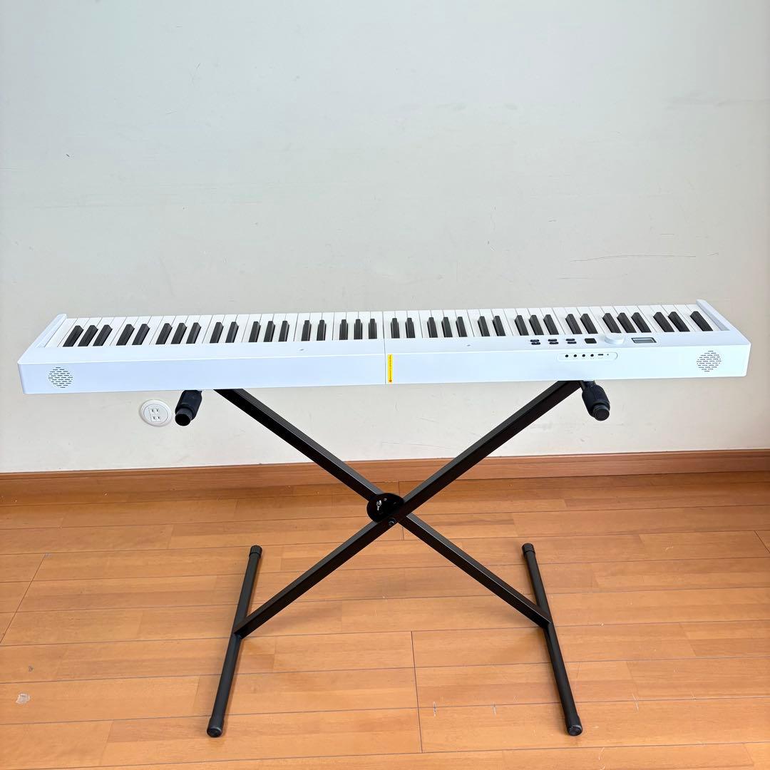 【美品・スタンド/椅子付属】折りたたみ式 充電式 88鍵盤 電子ピアノ
