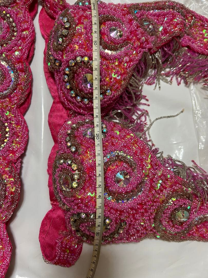 ベリーダンス衣装　ブラ、ベルト、スカート、サーモンピンク色