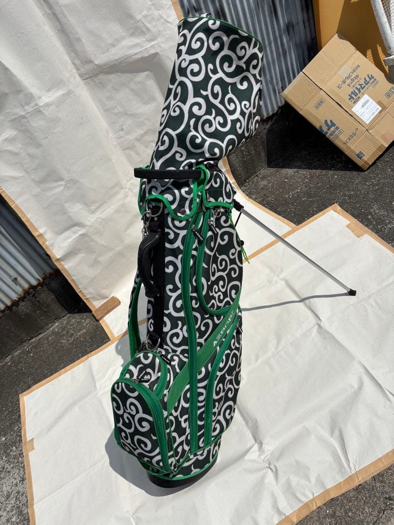 AZROF アズロフ スタンド キャディバッグ カラクサグリーン 唐草模様