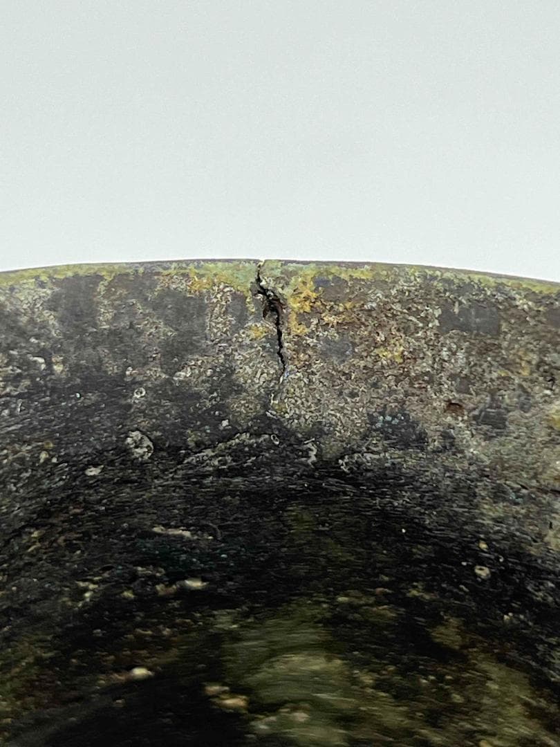 中国古美術　戦国から漢時代　青銅　ブロンズ　三足爵盃　酒具　極最工(C-72)