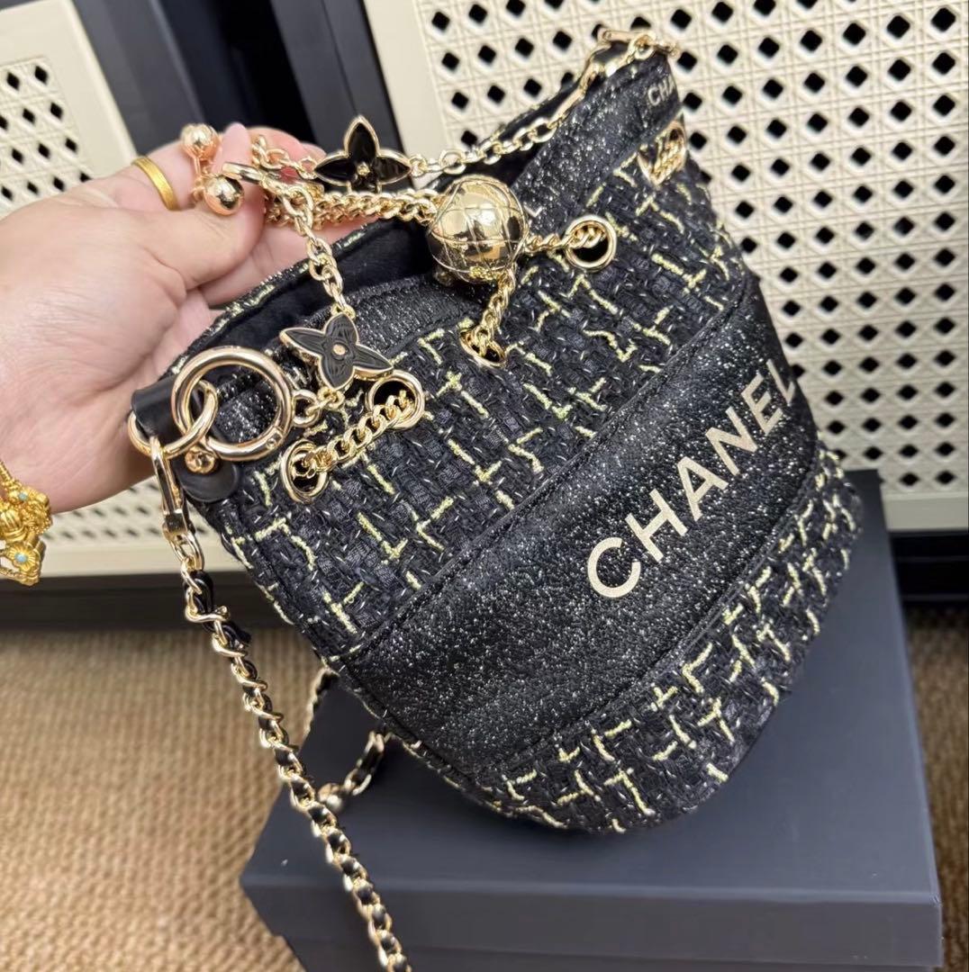 希少　レア　非売品 CHANEL ノベルティ ブラック ツイード バケットバッグ