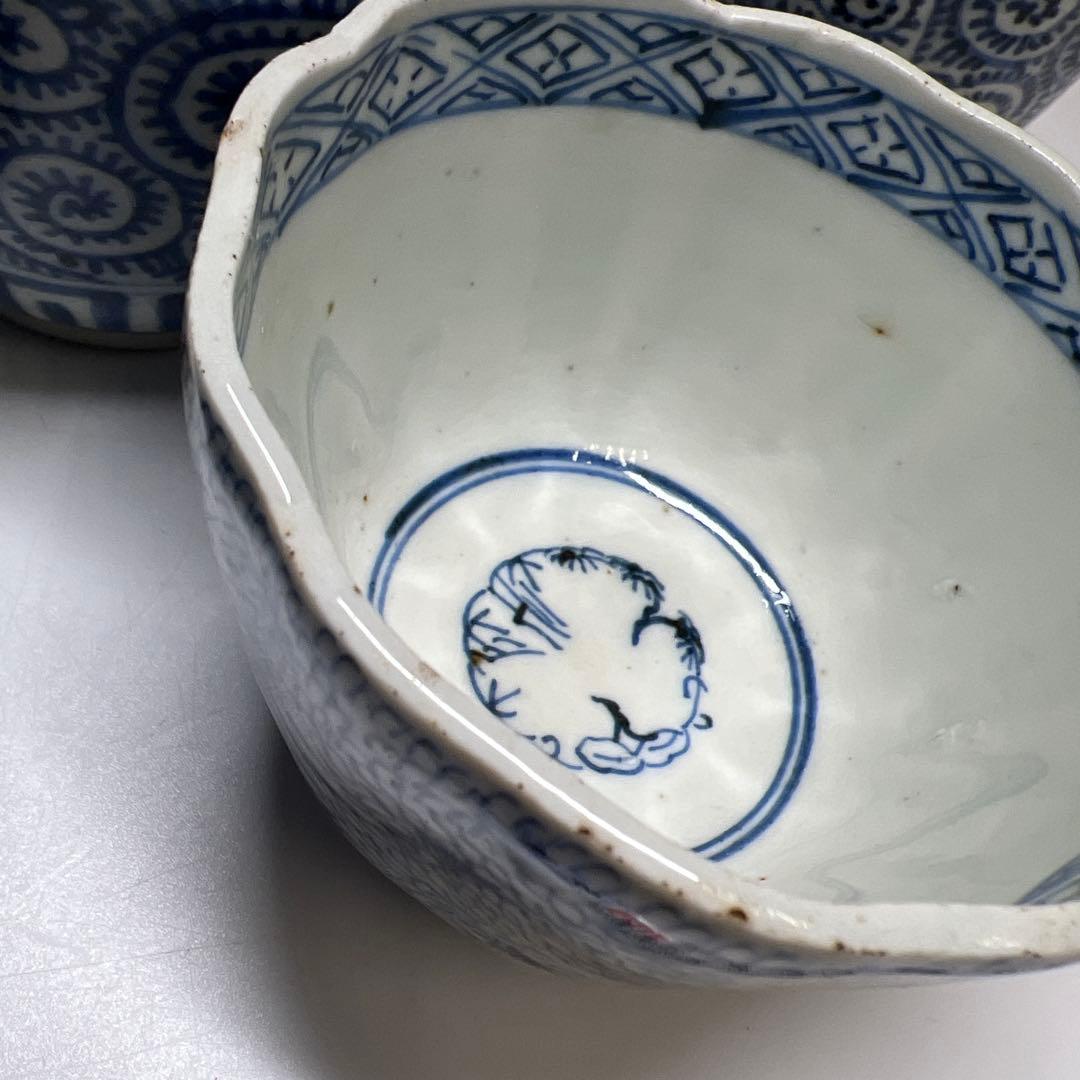 江戸後期　古伊万里　蛸唐草猪口等12客　東Y7-1208③トヒオサ