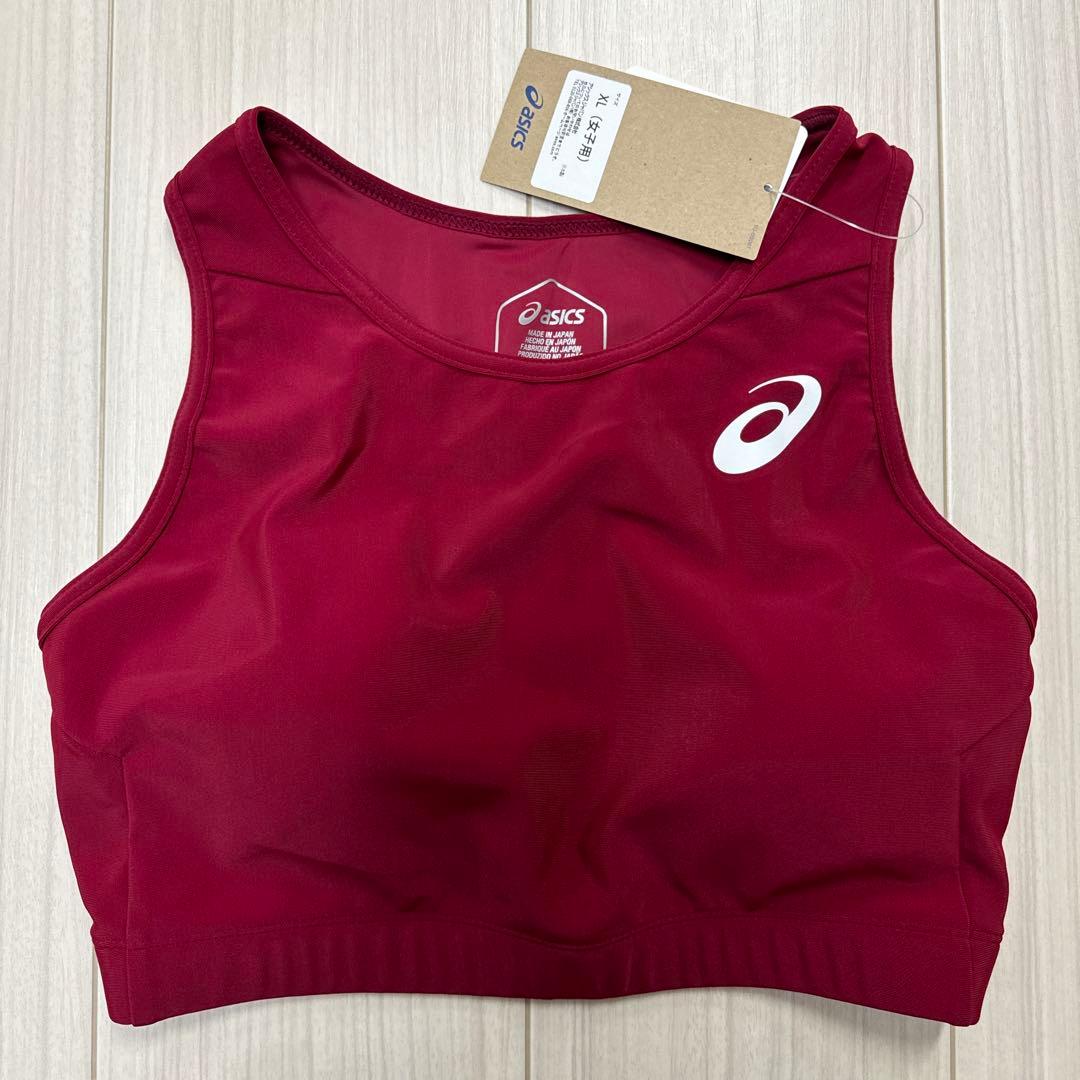 アシックス　女子陸上ユニフォーム上下　XLサイズ　エンジ×ダークグレー×ホワイト