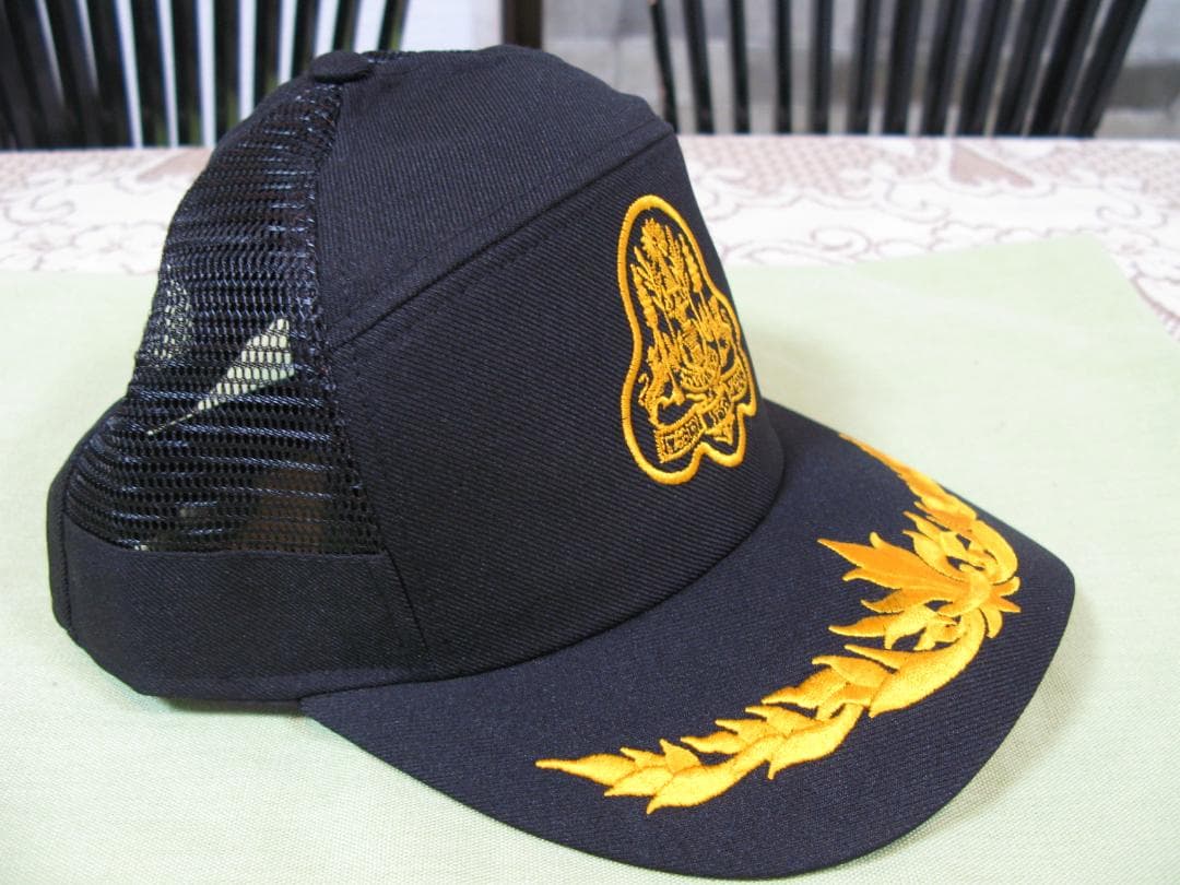 カンボジア アーミーキャップ 軍隊帽子 黒メッシュA