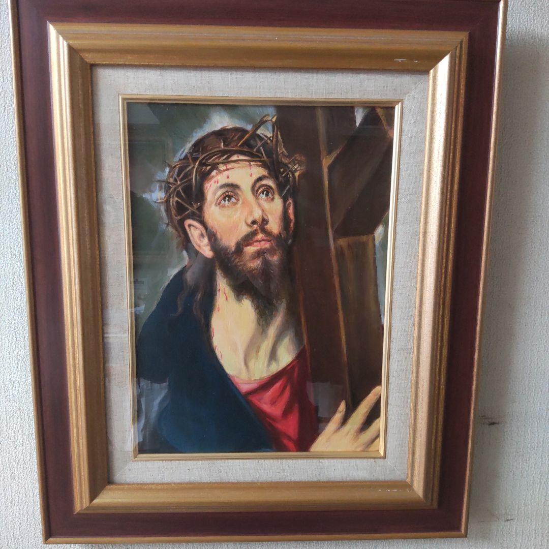 キリストの油彩画 F4号 フレーム付き