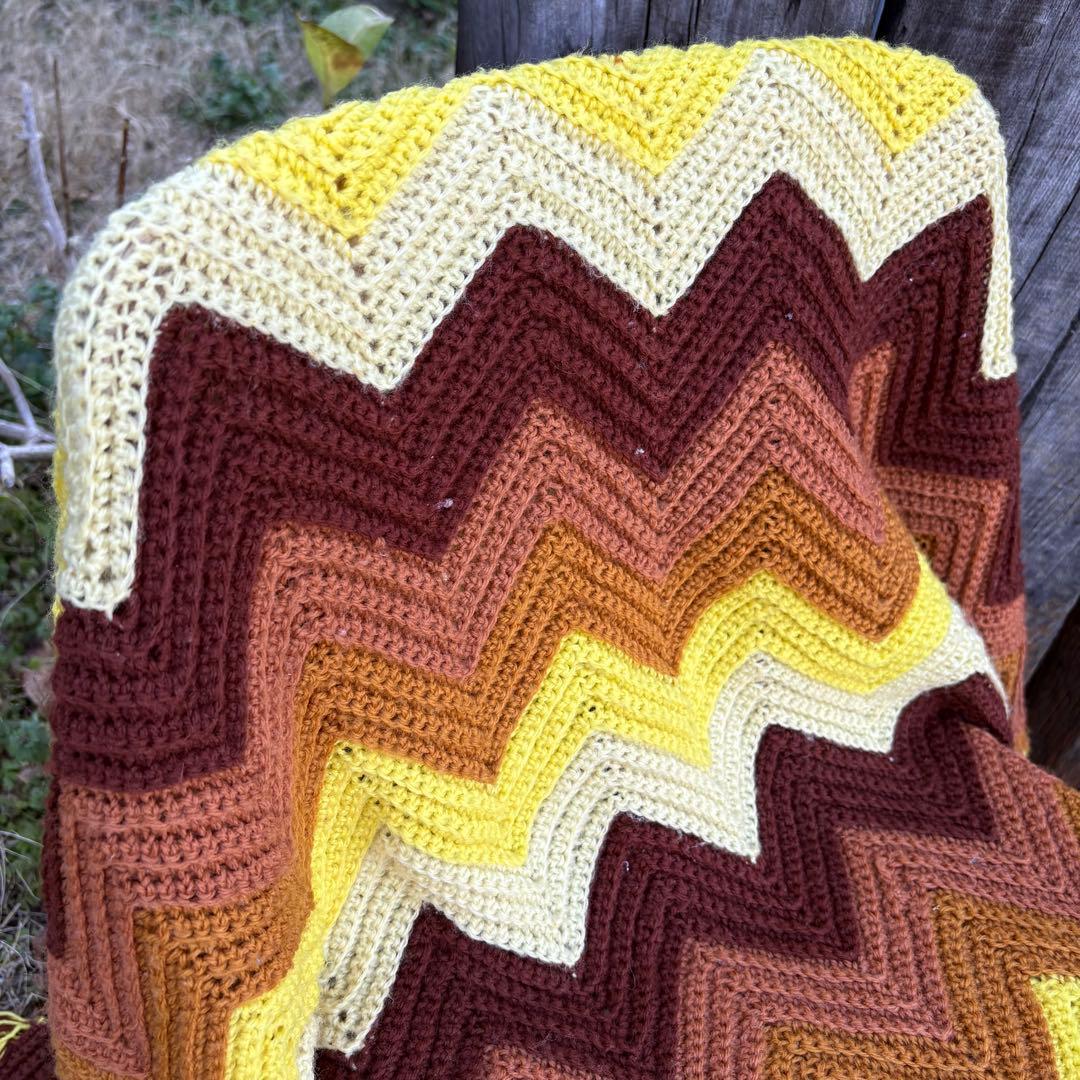 【USA vintage】グラニーブランケット ジグザグ ギザギザ アメリカ