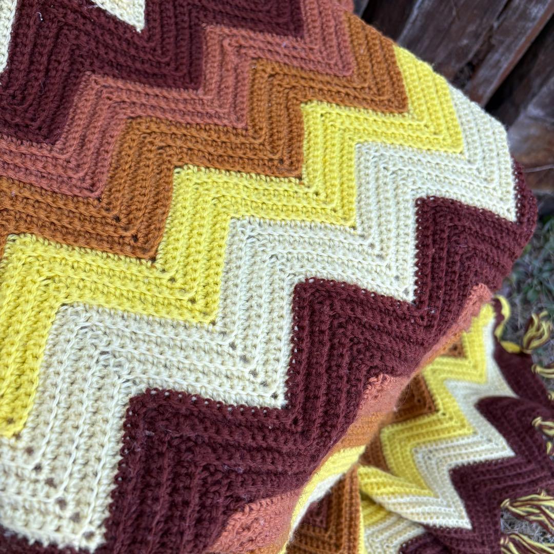 【USA vintage】グラニーブランケット ジグザグ ギザギザ アメリカ