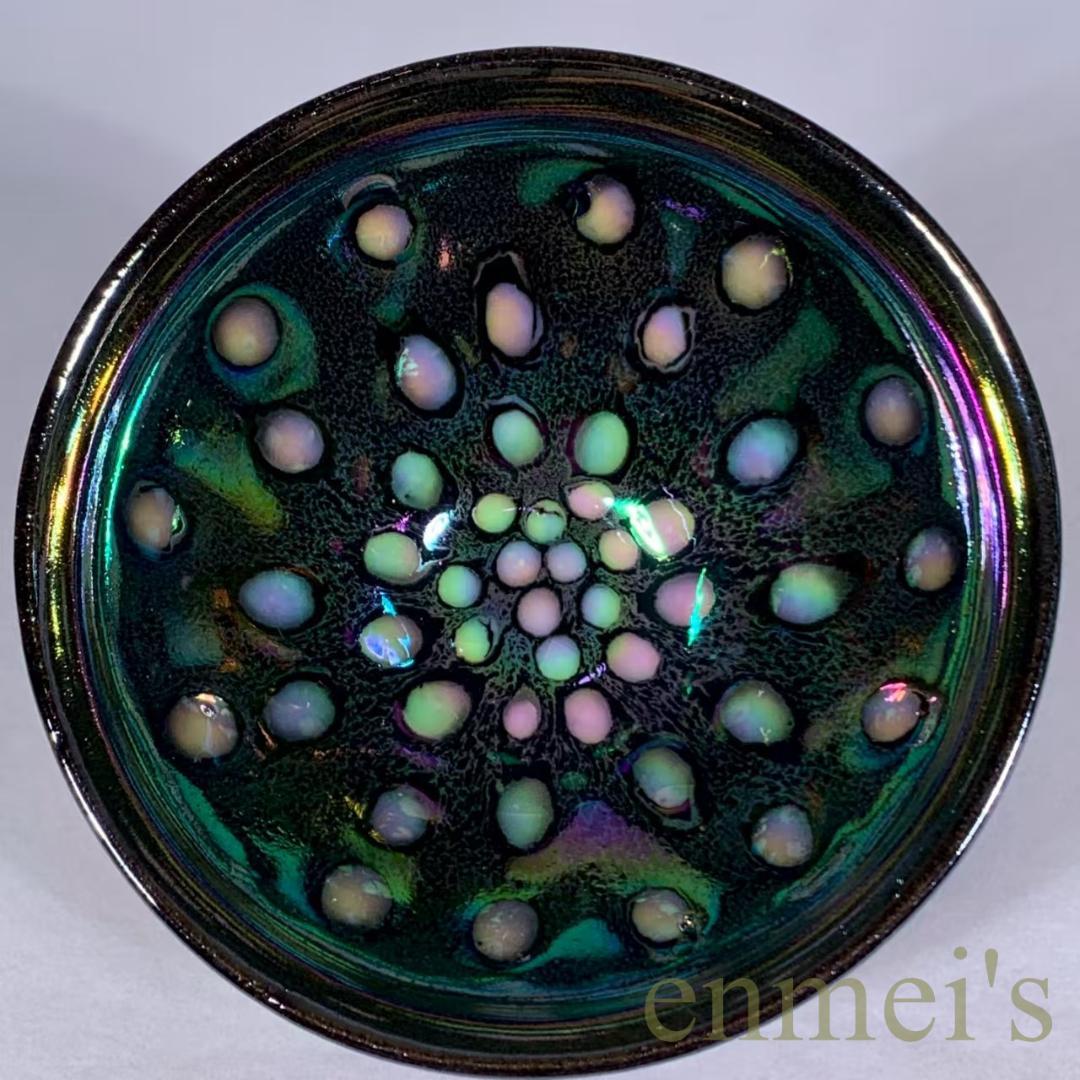 中国古美術・宋建窯風・曜変七彩珍珠斑天目茶碗・抹茶碗・茶道具・油滴天目・骨董風