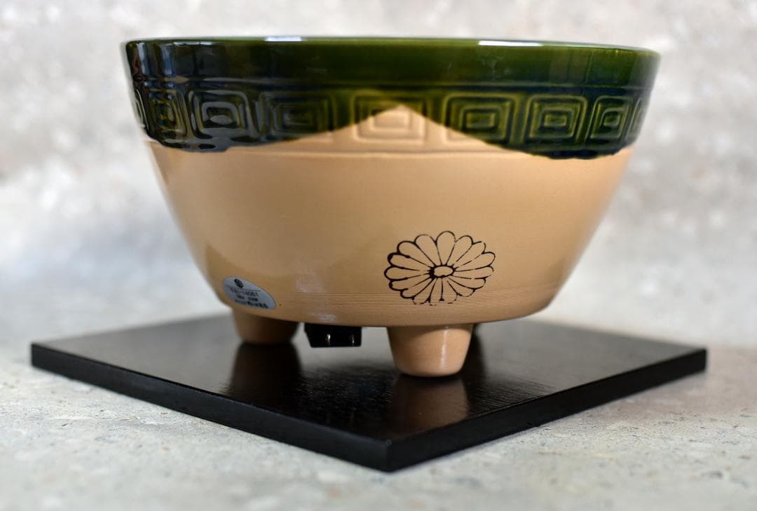 値下げ、野々田風炉型紅鉢織部焼　電熱器　ヒータ－　お茶道具／共箱