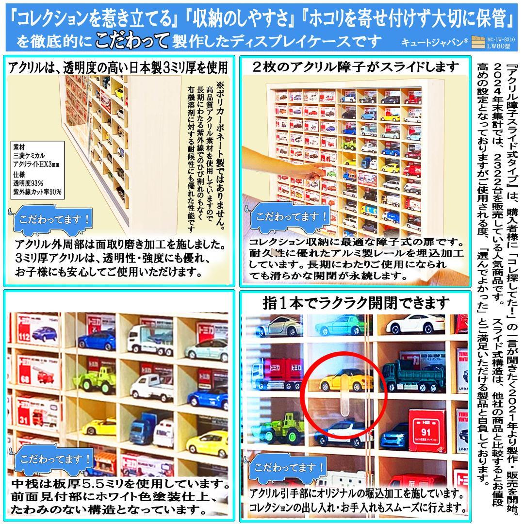 木製ミニカーケース １６０台収納 アクリル障子付 ホワイト色塗装 日本製