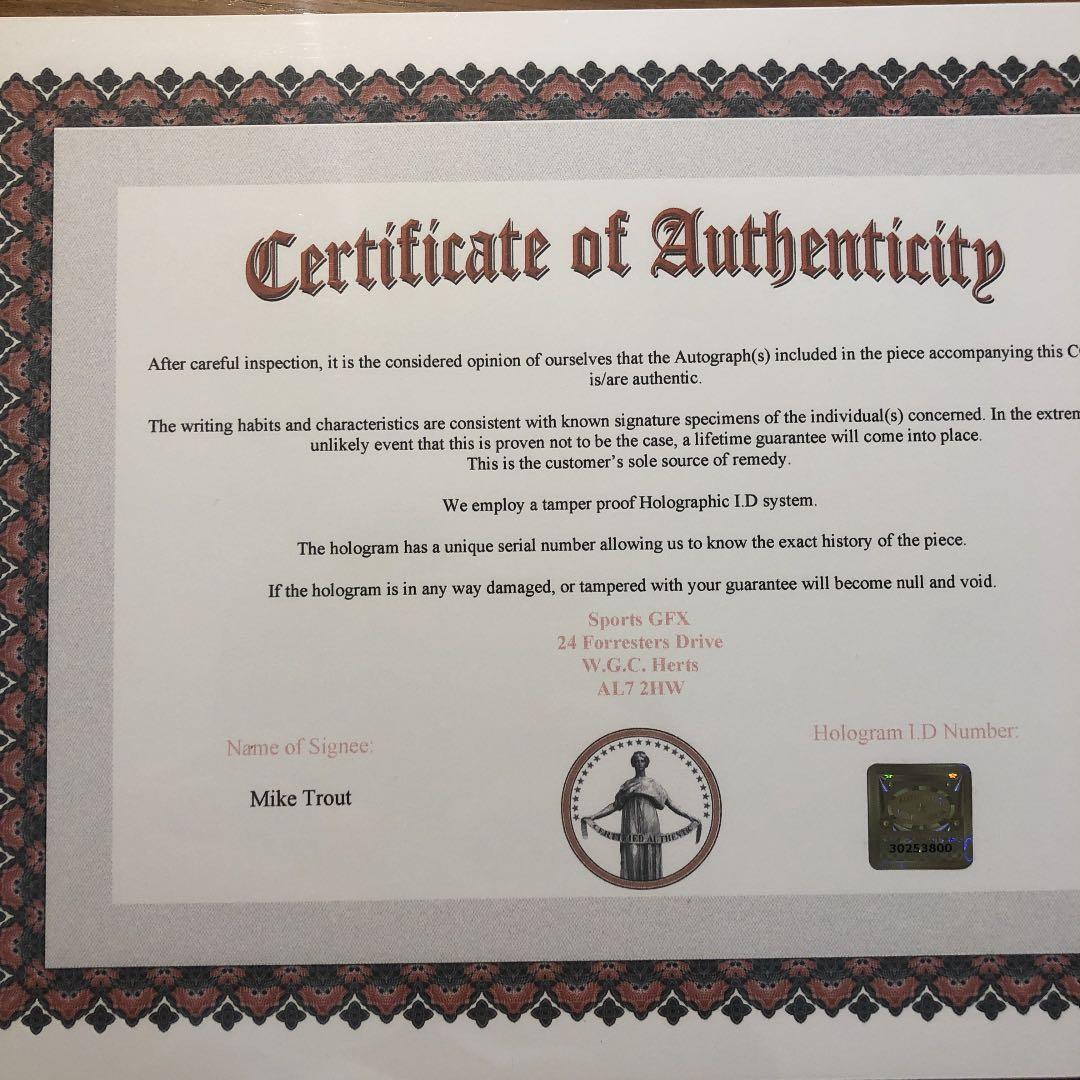 【1月SALE】MLB マイク・トラウト　直筆サイン　大谷翔平　エンジェルス