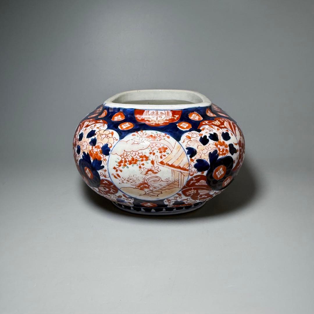 明治時代　染錦鳳凰図変形鉢　珍品　金魚鉢　メダカ　骨董　古美術　オブジェ