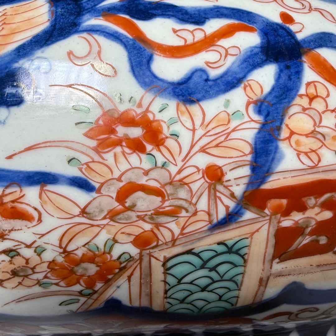 明治時代　染錦鳳凰図変形鉢　珍品　金魚鉢　メダカ　骨董　古美術　オブジェ