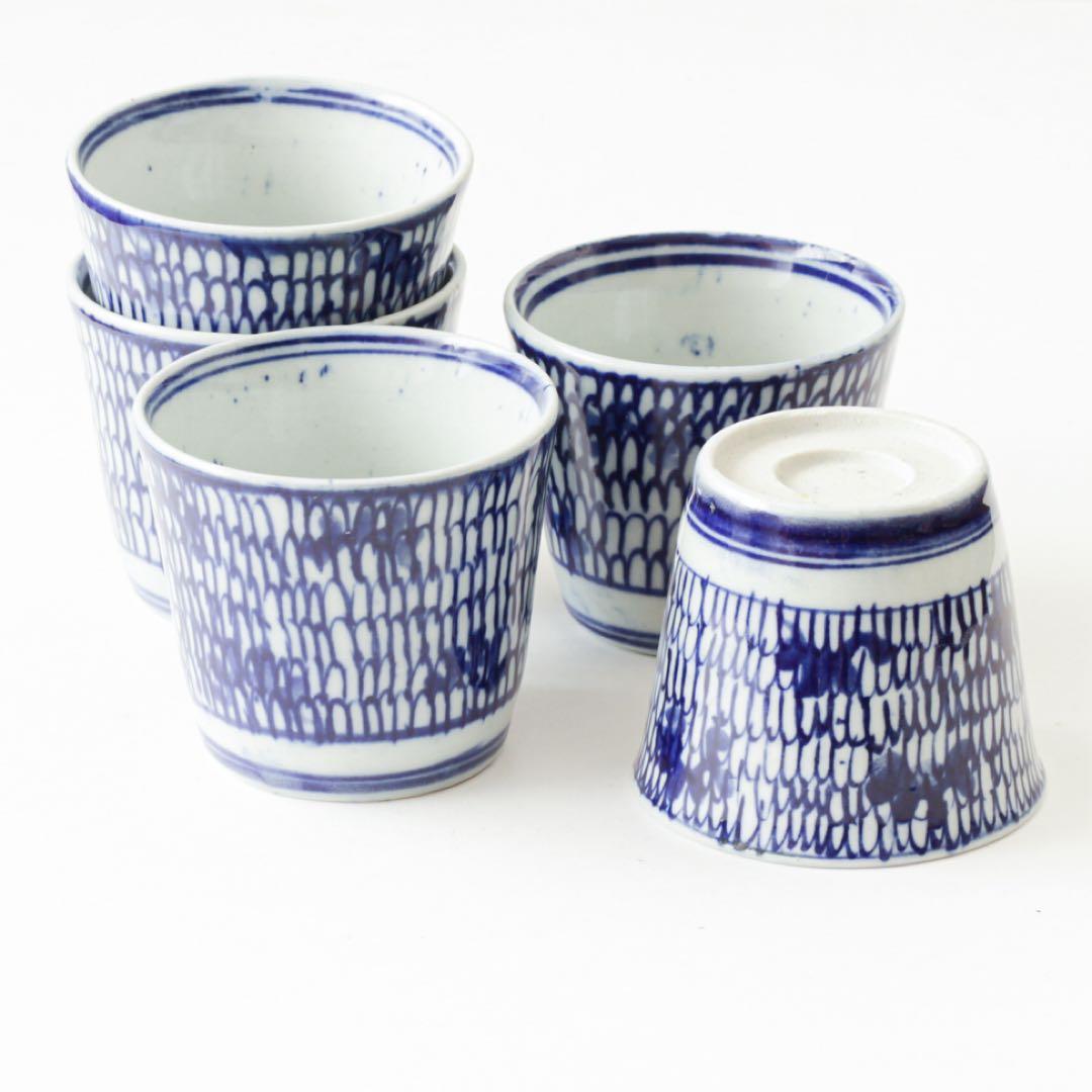 蕎麦猪口　微塵唐草　5客セット