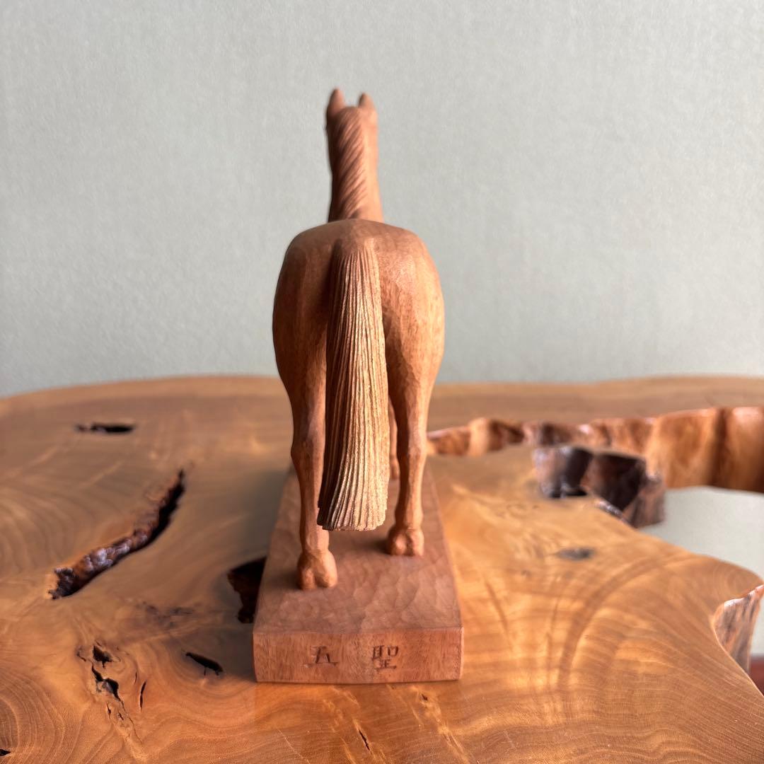 「馬」高野五聖 干支置物 木彫 細密彫刻 共箱