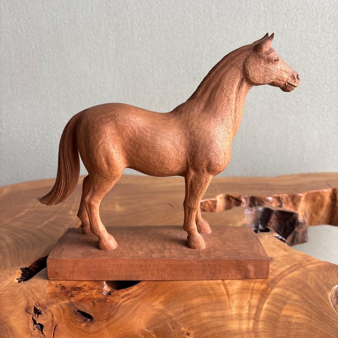 「馬」高野五聖 干支置物 木彫 細密彫刻 共箱