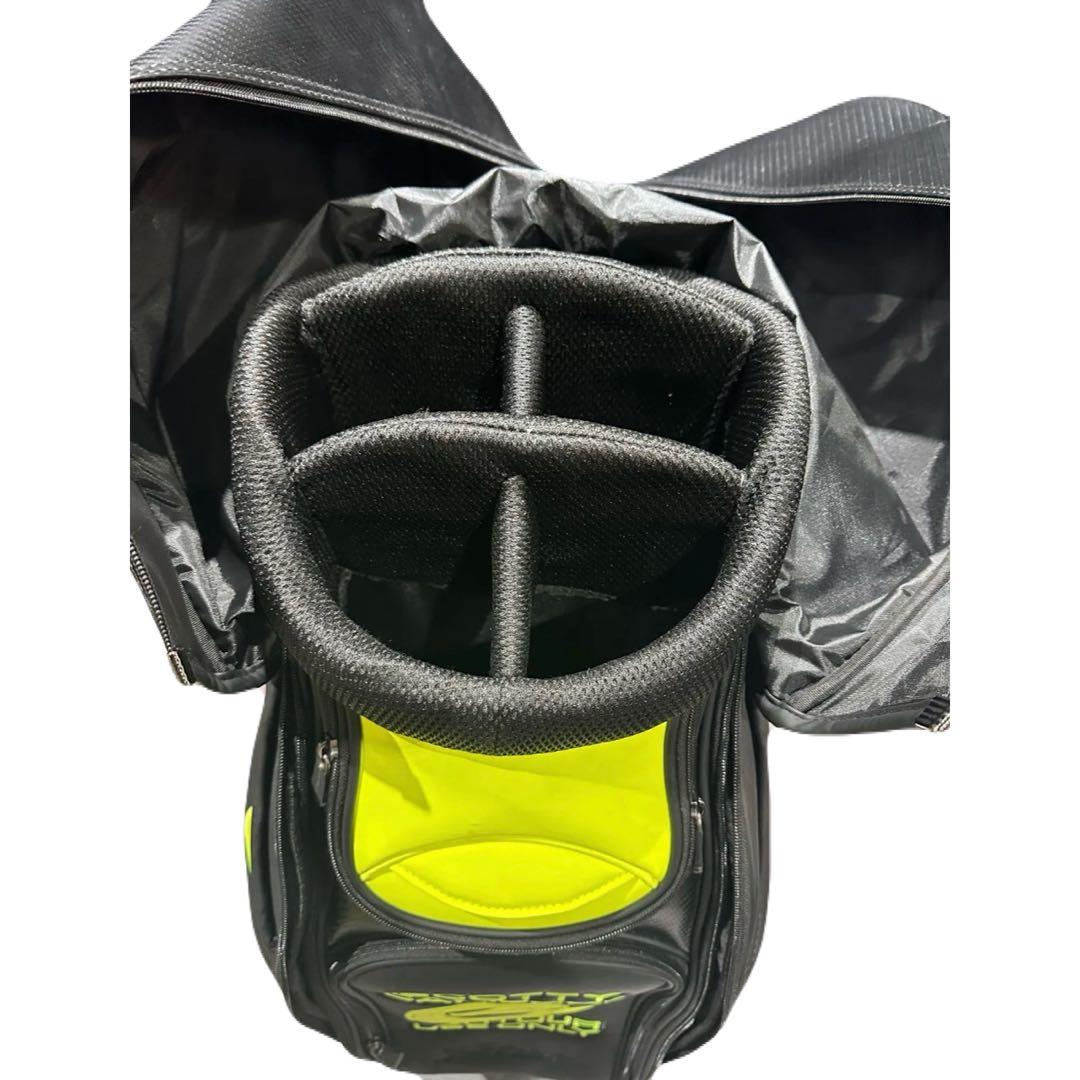 ゴルフ キャディバッグ ツアー風デザイン ブラック ネオンカラー