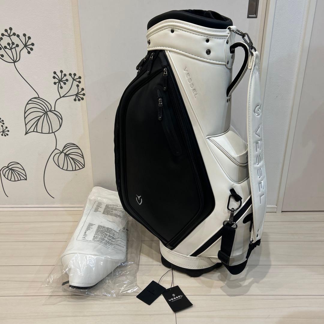 Vessel キャディバッグ 白黒 多機能ポケット付き